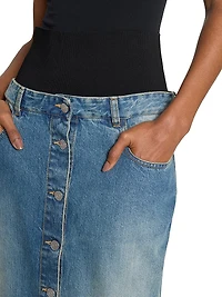 Five-Pocket-Style Denim Column Skirt