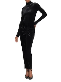 Ruched Velvet Maxi Dress
