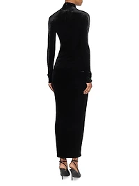 Ruched Velvet Maxi Dress