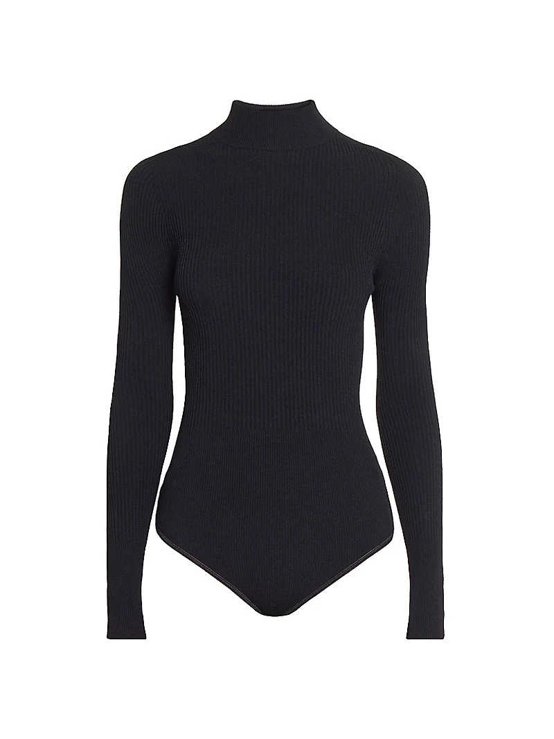 Mock Turtleneck Rib-Knit Bodysuit