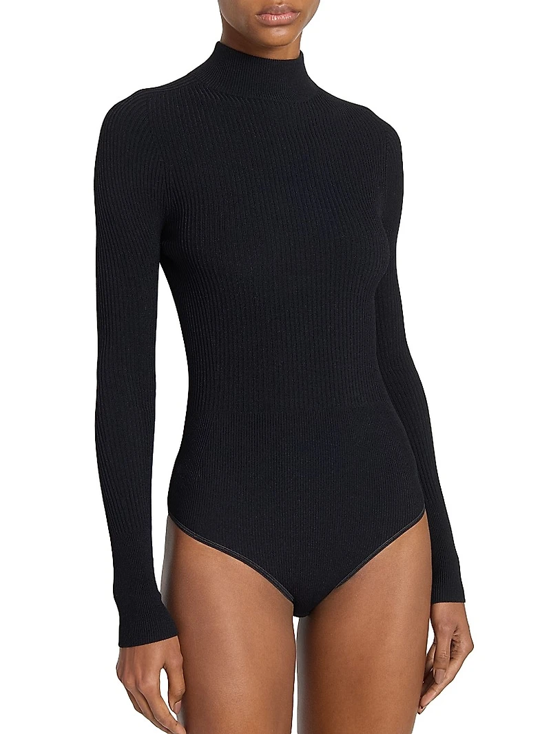 Mock Turtleneck Rib-Knit Bodysuit