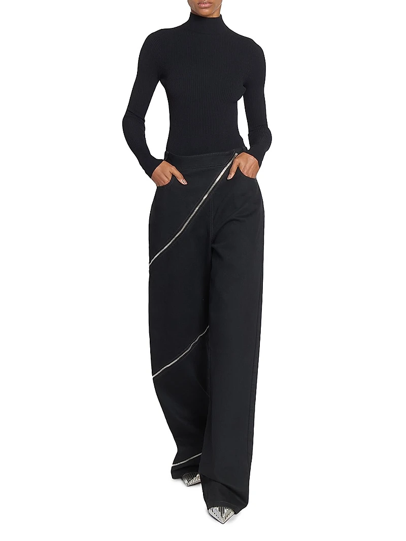 Mock Turtleneck Rib-Knit Bodysuit