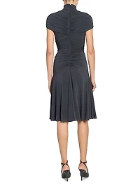Gathered Mock Turtleneck Midi-Dress