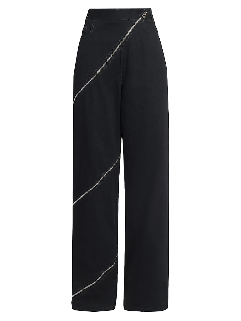 Stretch Virgin Wool Spiral Zip Pants