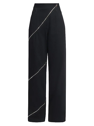 Stretch Virgin Wool Spiral Zip Pants