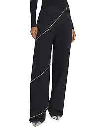 Stretch Virgin Wool Spiral Zip Pants