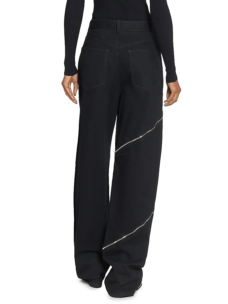 Stretch Virgin Wool Spiral Zip Pants