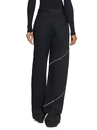 Stretch Virgin Wool Spiral Zip Pants
