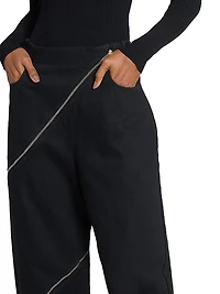 Stretch Virgin Wool Spiral Zip Pants