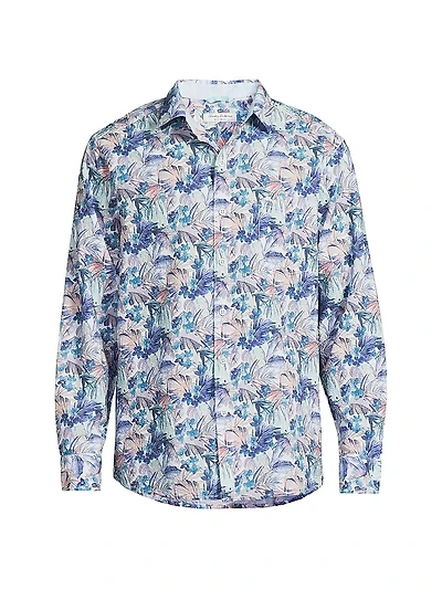 Nova Wave Amalfi Gardens Floral Stretch-Cotton Shirt