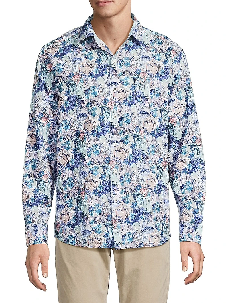 Nova Wave Amalfi Gardens Floral Stretch-Cotton Shirt