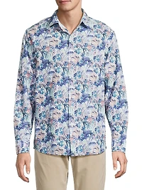 Nova Wave Amalfi Gardens Floral Stretch-Cotton Shirt