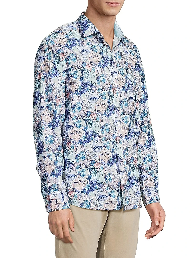 Nova Wave Amalfi Gardens Floral Stretch-Cotton Shirt