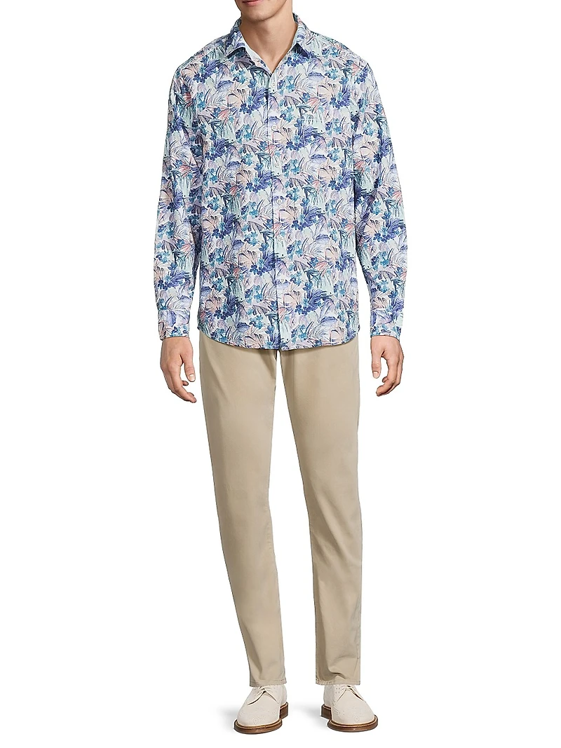 Nova Wave Amalfi Gardens Floral Stretch-Cotton Shirt