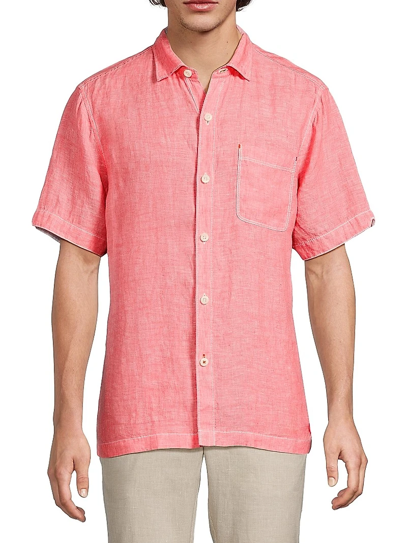 Paradise Breezer Linen Button-Front Shirt