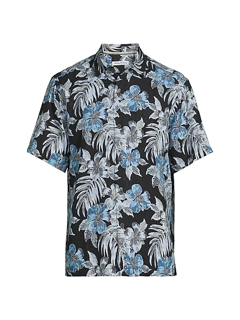 Ravello Blooms Silk Short-Sleeve Shirt
