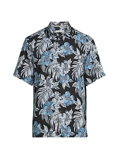 Ravello Blooms Silk Short-Sleeve Shirt
