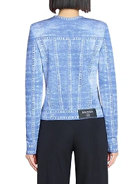 Trompe L'oeil Denim Button-Front Cardigan
