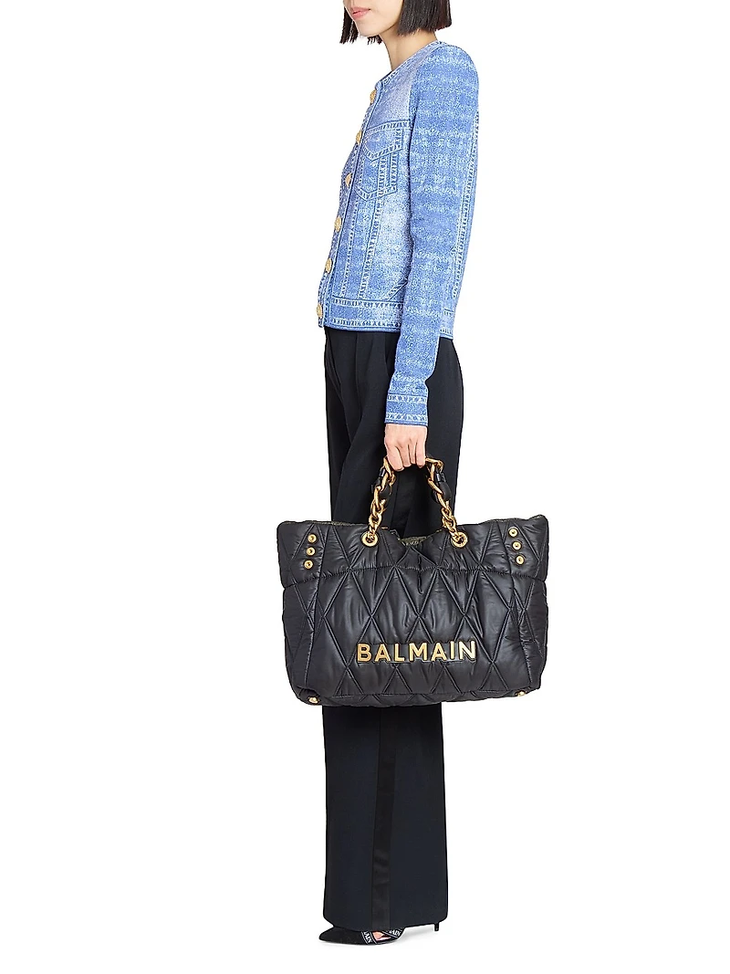 Trompe L'oeil Denim Button-Front Cardigan