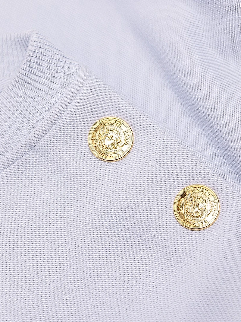 Button-Embellished Logo Cotton Sweatshirt
