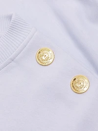 Button-Embellished Logo Cotton Sweatshirt