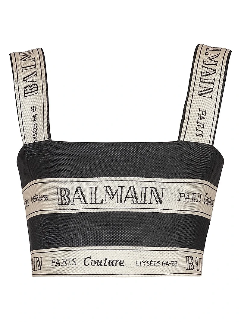 Logo Striped Jacquard Crop Top