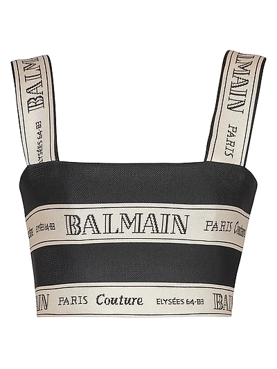 Logo Striped Jacquard Crop Top