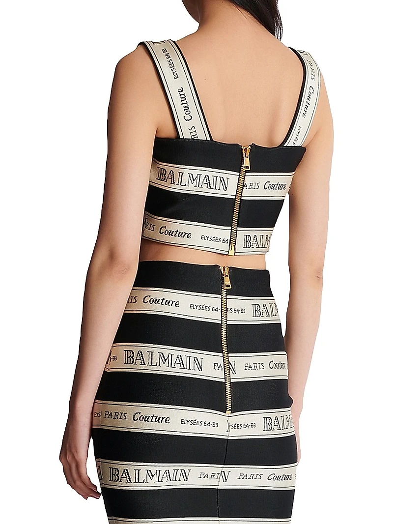 Logo Striped Jacquard Crop Top