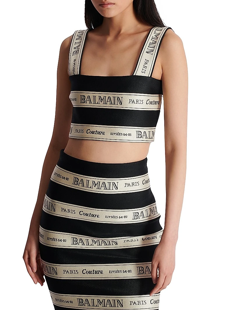 Logo Striped Jacquard Crop Top