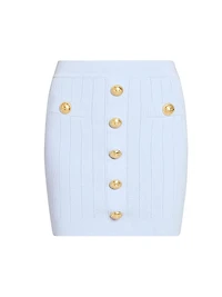 Pointelle-Knit Button-Front Miniskirt
