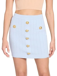 Pointelle-Knit Button-Front Miniskirt