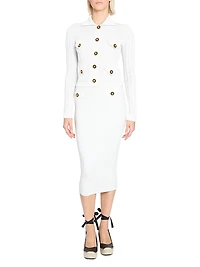 Logo Rib-Knit Button-Front Cardigan