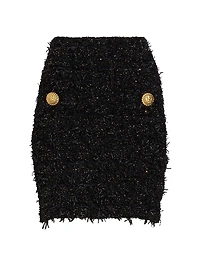 Buttoned Tweed Miniskirt