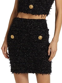 Buttoned Tweed Miniskirt