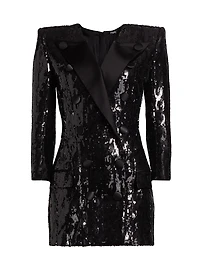 Sequined Double-Breasted Tuxedo Minidress