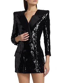 Sequined Double-Breasted Tuxedo Minidress