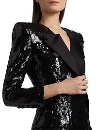 Sequined Double-Breasted Tuxedo Minidress