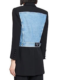 Denim-Wool Combo Single-Breasted Jacket