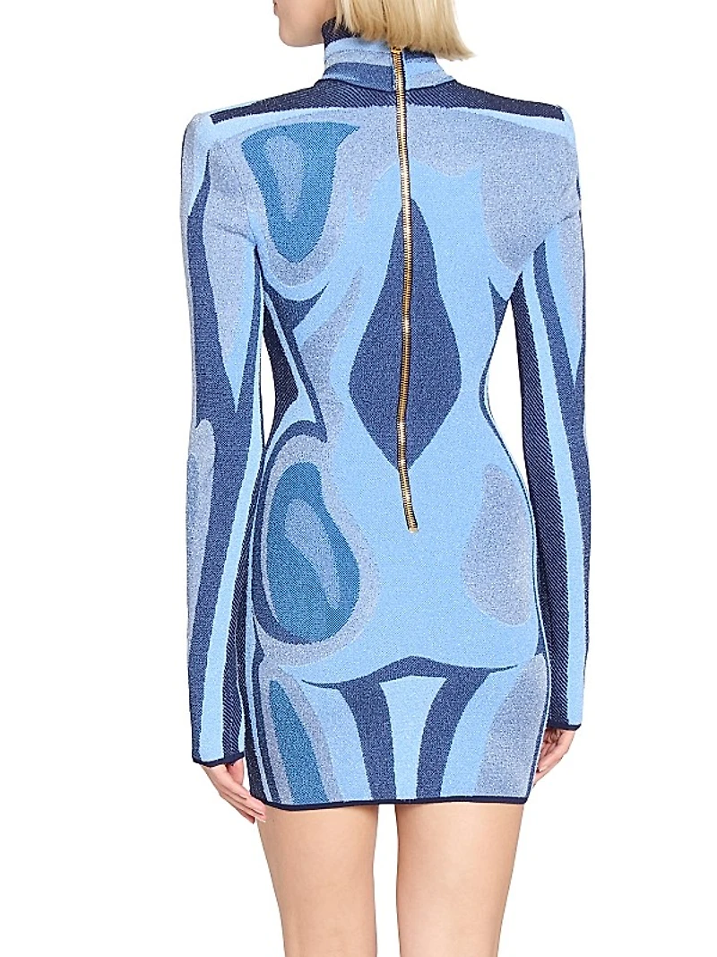 Body Trompe L'oeil Knit Long-Sleeve Minidress