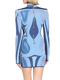 Body Trompe L'oeil Knit Long-Sleeve Minidress