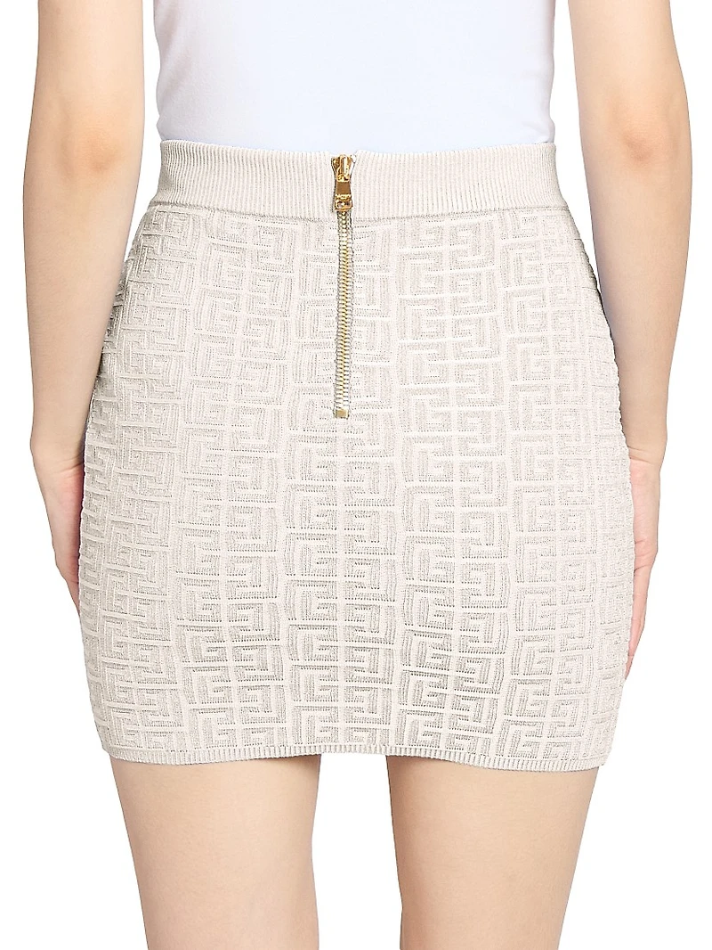 Glitter Monogram Knit Miniskirt