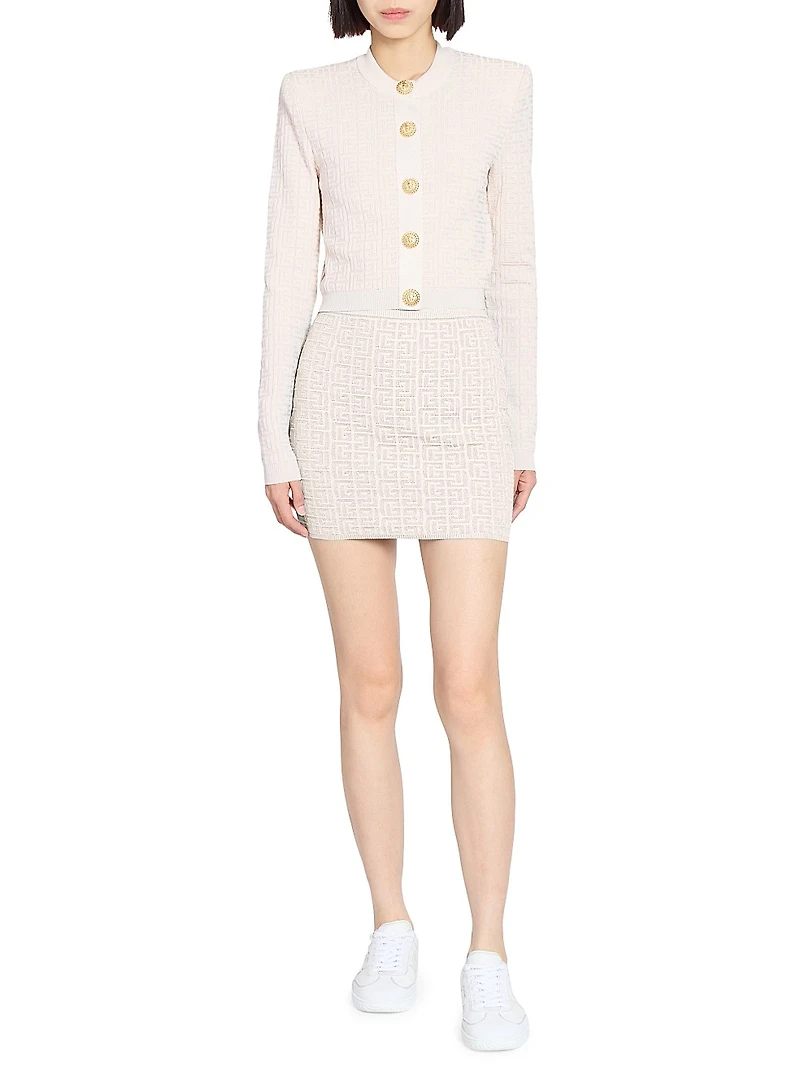 Glitter Monogram Knit Miniskirt