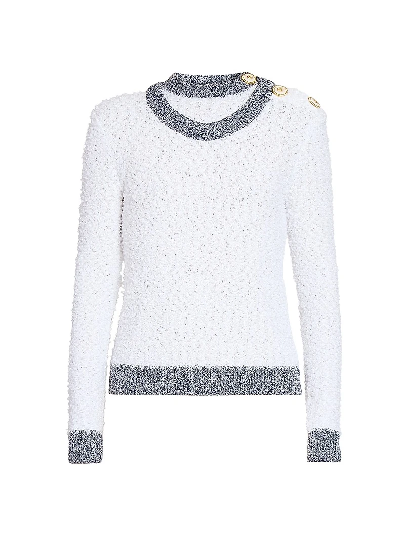 Tweed Trompe L'oeil Crewneck Sweater