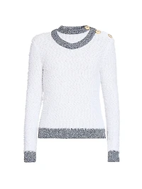 Tweed Trompe L'oeil Crewneck Sweater