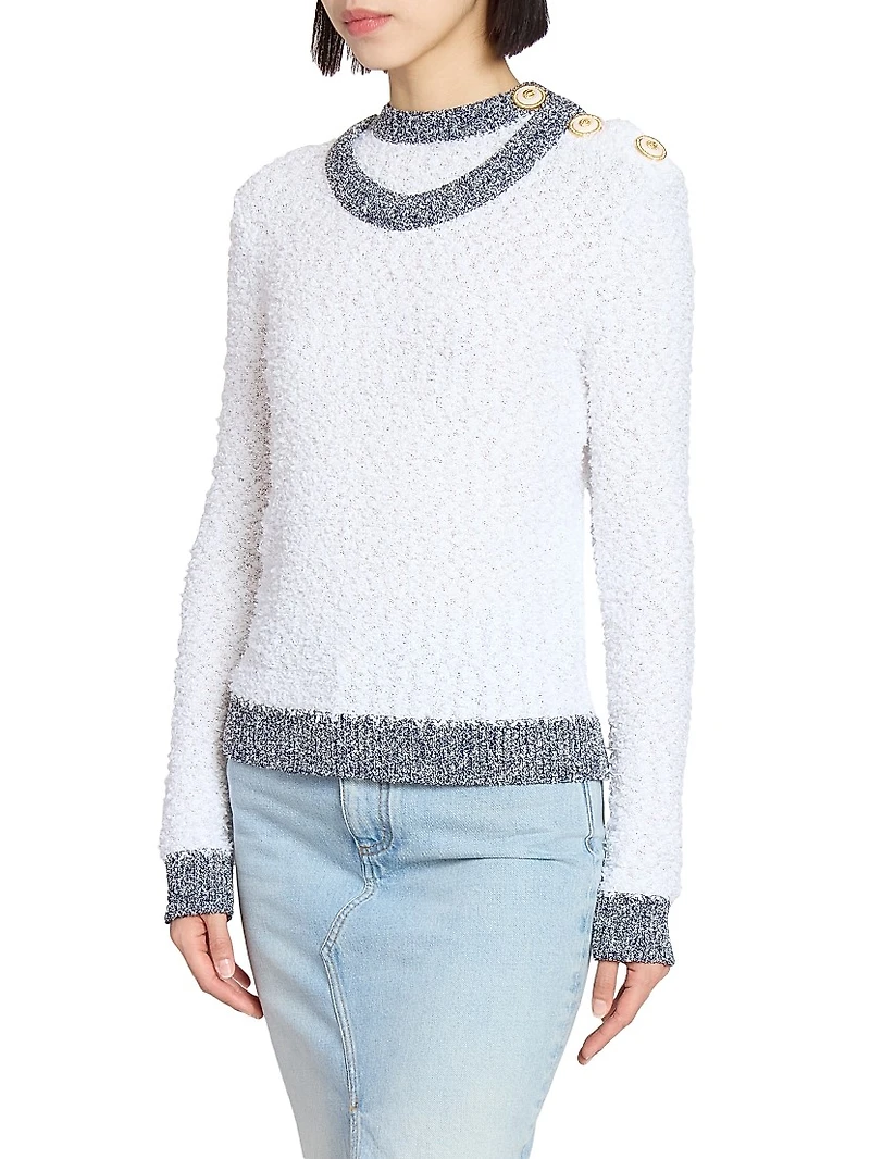 Tweed Trompe L'oeil Crewneck Sweater