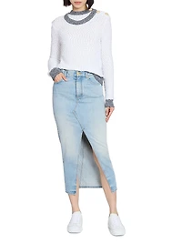 Tweed Trompe L'oeil Crewneck Sweater