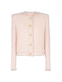 Collarless Tweed Jacket