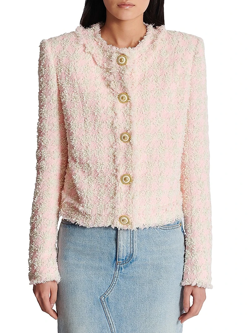 Collarless Tweed Jacket