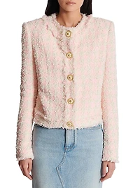 Collarless Tweed Jacket