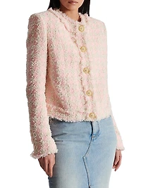 Collarless Tweed Jacket